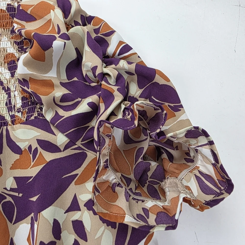 New Anthropologie THML Women's Purple and Orange Patterned Pocketed Dress XL - Picture 7 of 12